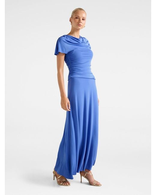 Forever New Blue Gemini High Neck Jersey Maxi Dress