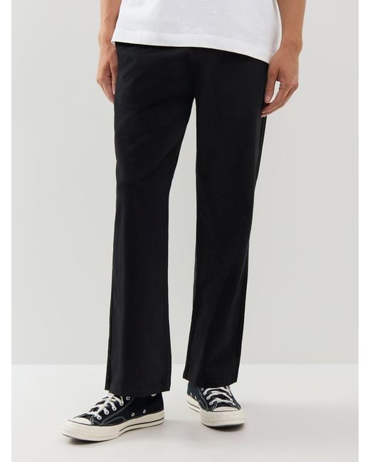 Only & Sons Black Loose Cotton-Linen Trousers for men