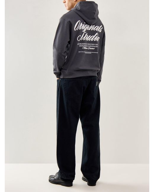 Jack & Jones Blue Jornorrebro Typo Back Sweat Hood Sn for men