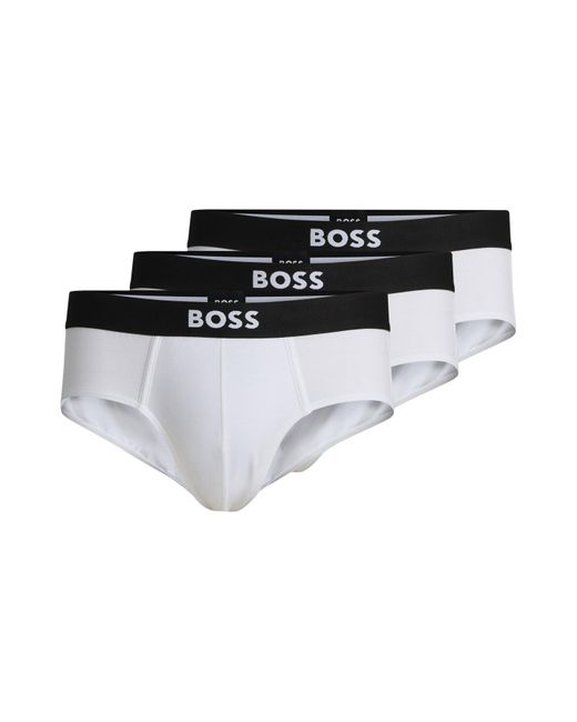 Boss Black Three-Pack Of Stretch- Briefs With Logo for men