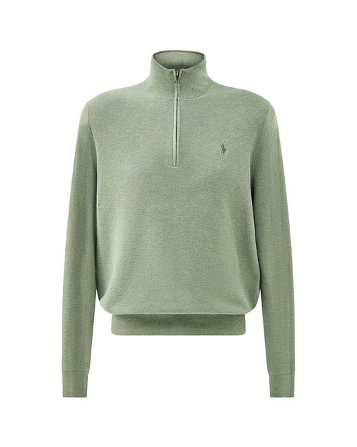Polo Ralph Lauren Green Texture Quarter Zip Jumper for men