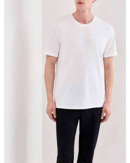 Boss White Embroidered Logo Short Sleeve Stretch T Shirt for men