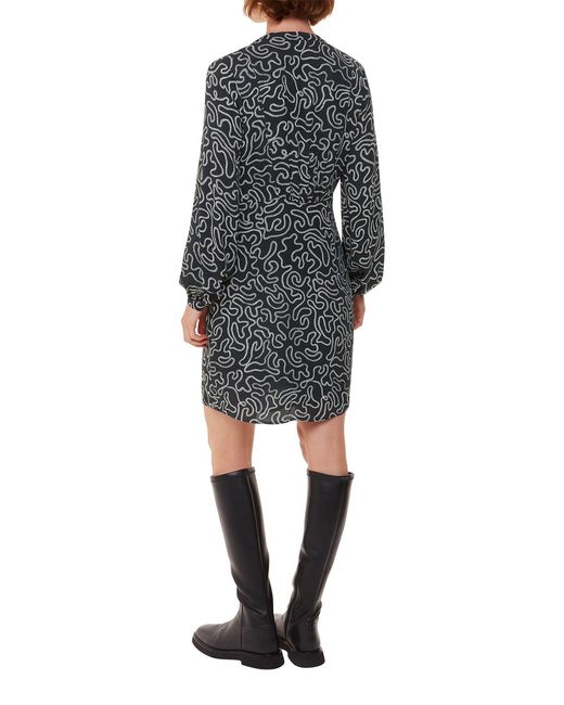 Whistles Gray Chain Print Flippy Dress, Viscose