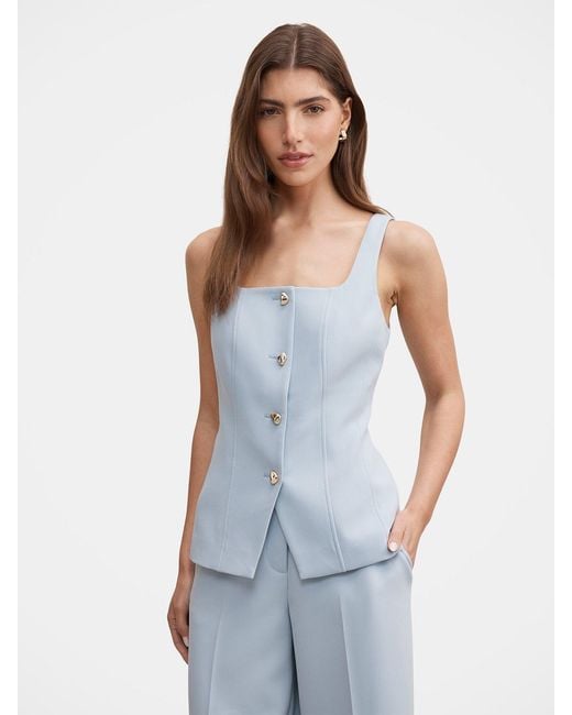 Forever New Blue Lee Square Neck Waistcoat