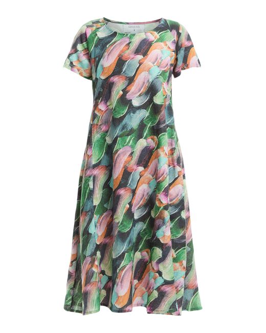 Grizas Green Women's Linen Printed Dress