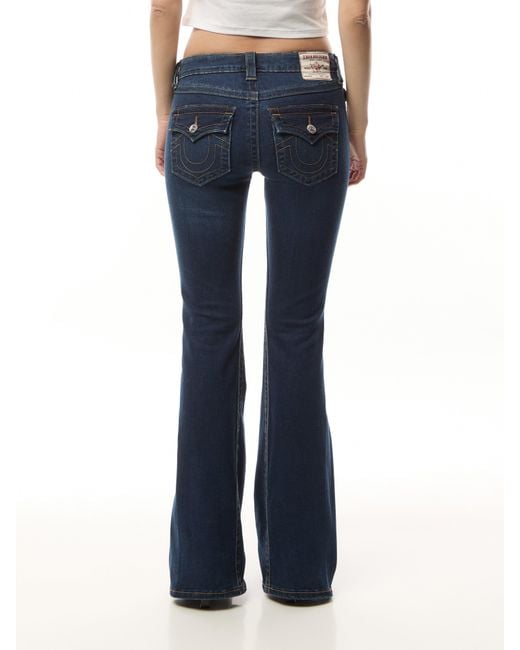True Religion Blue Joey Mid Rise Flare Flap Jeans