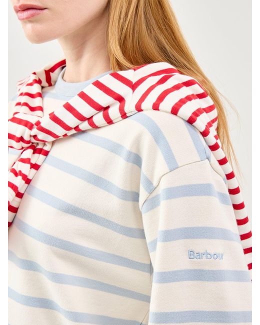 Barbour White Fawley Striped Sweatshirt Ecru Multi