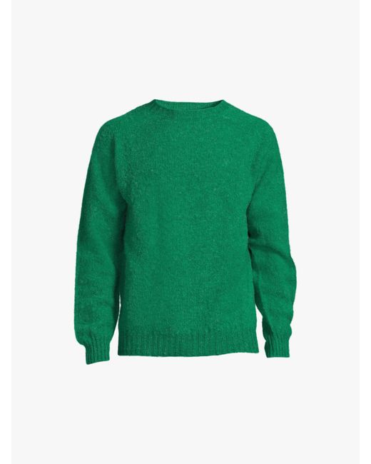 Drake's Green Men's Brushed Shetland Crew for men