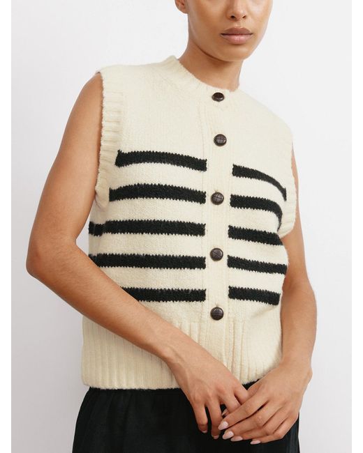 Albaray Natural Stripe Button Tank
