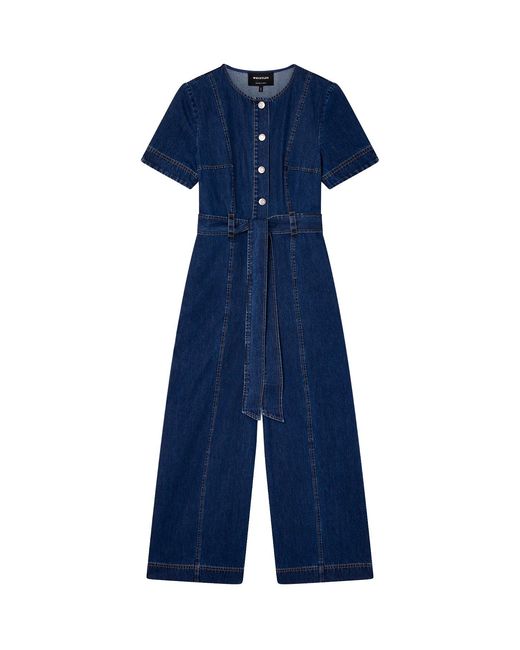 Whistles Blue Button Down Jumpsuit