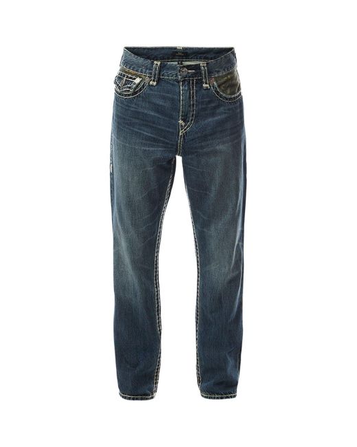 True Religion Blue Ricky Super T Flap Buddha Camo Jeans for men