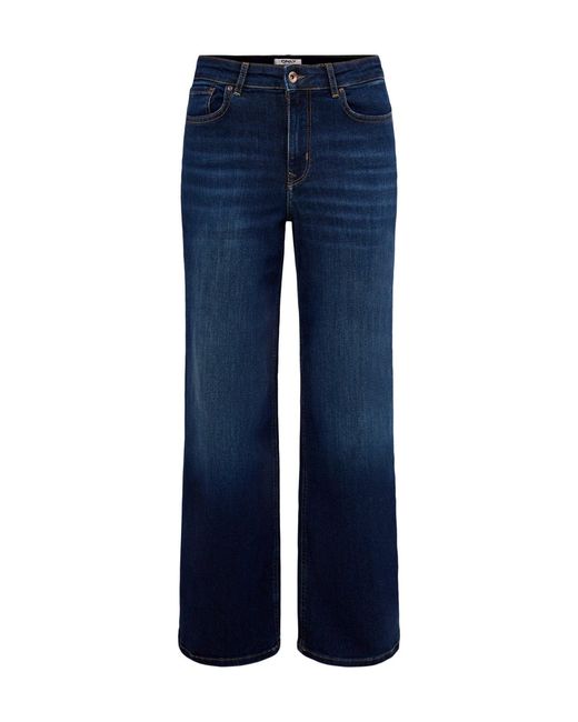 ONLY Blue Madison High Waist Wide Leg Jeans 32 Inch Dark