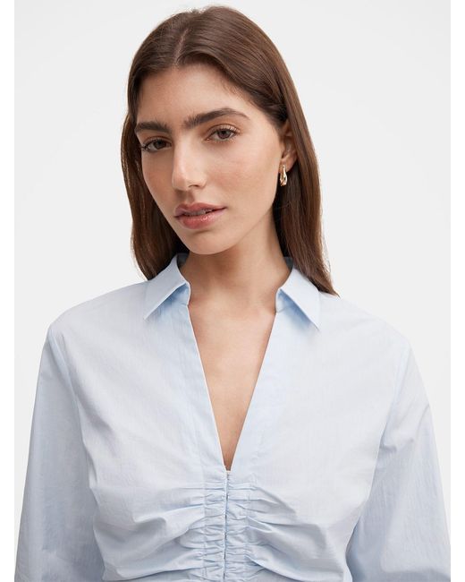 Forever New Blue Ainsley Gathered Shirt