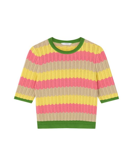 L.K.Bennett Yellow Cinzia Treetop Multicoloured Cotton Blend Zig Zag Poin