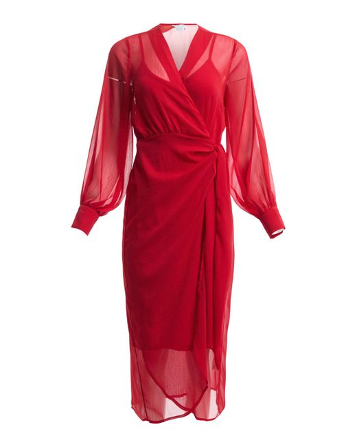 Never Fully Dressed Red Women's Sheer Midaxi Vienna Dress