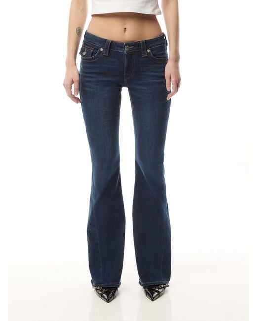 True Religion Blue Joey Mid Rise Flare Flap Jeans