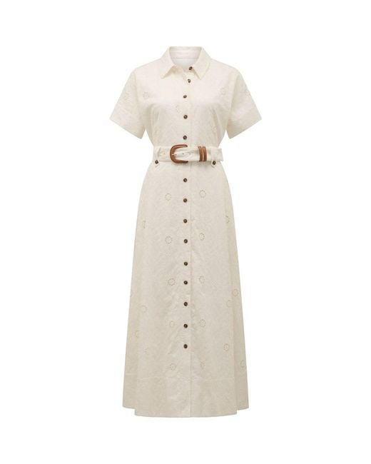Forever New White Valeria Broderie Midi Dress