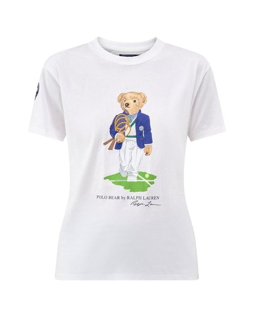 Polo Ralph Lauren White Wimbledon Polo Bear Graphic T-Shirt