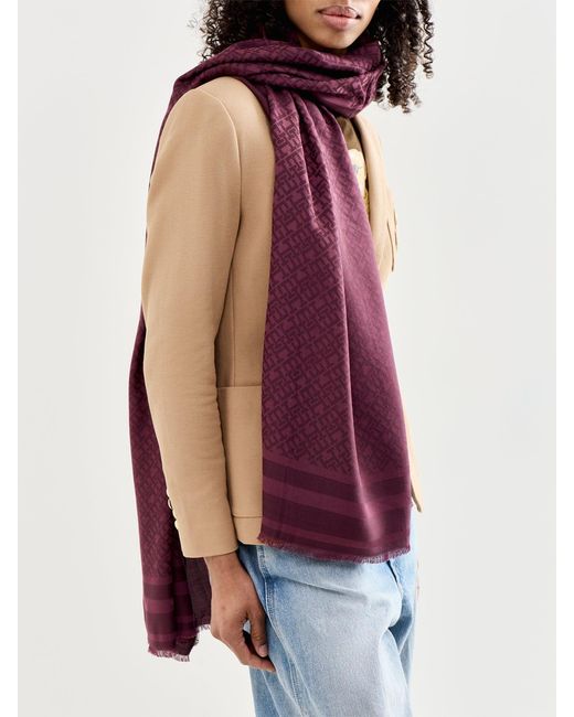 Tommy Hilfiger Red Monogram Scarf Burgundy