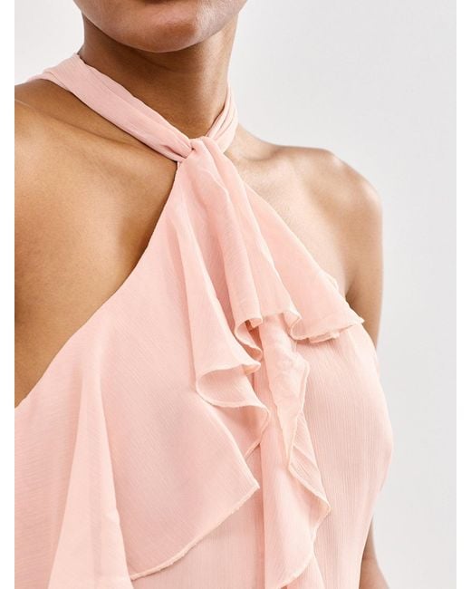 Pretty Lavish Pink Aria Halterneck Ruffle Midaxi Dress