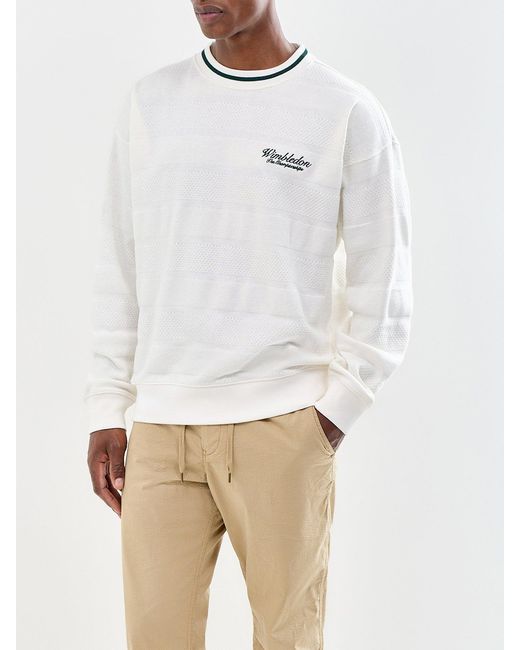 Polo Ralph Lauren White Wimbledon Textured Knit Jumper for men
