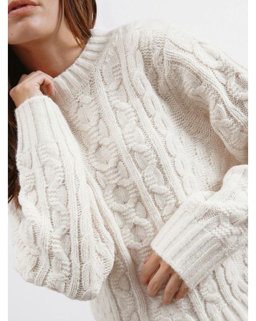 Albaray White Cable Crew Neck Jumper