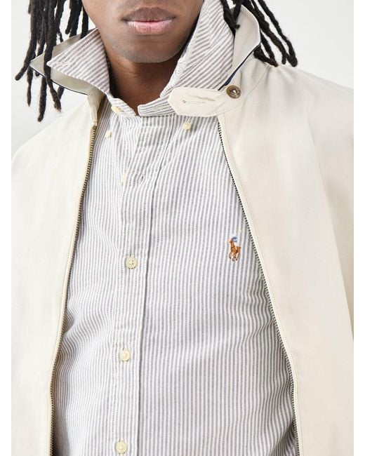 Polo Ralph Lauren White Custom Fit Stripe Oxford Shirt for men