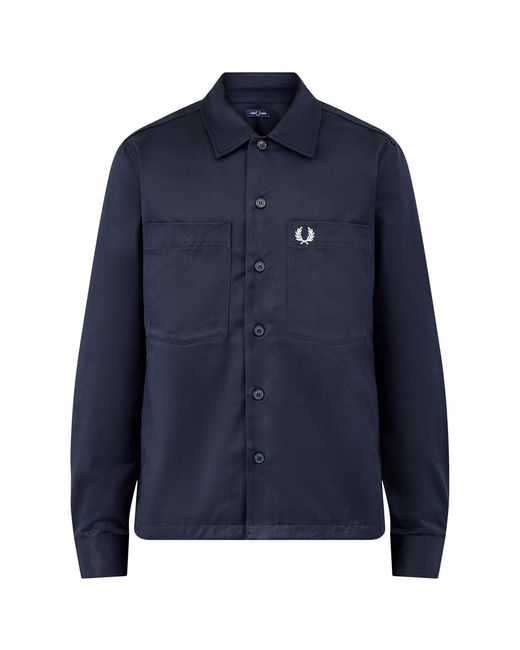Fred Perry Blue Twill Overshirt for men