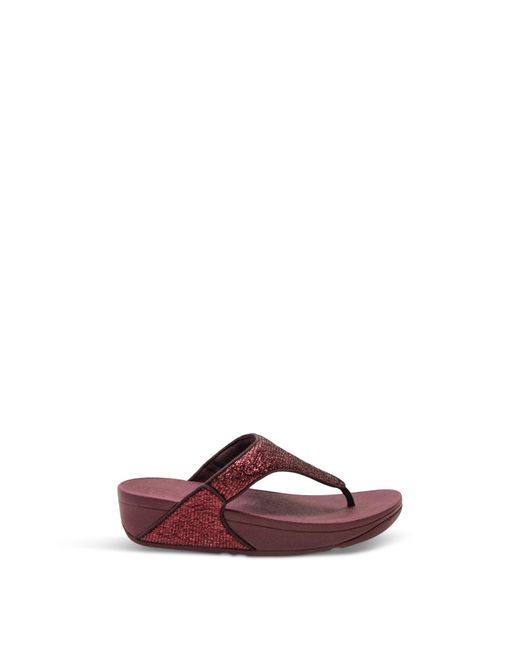 Fitflop Purple Lulu Crinkled-Shimmer Toe-Post Sandals