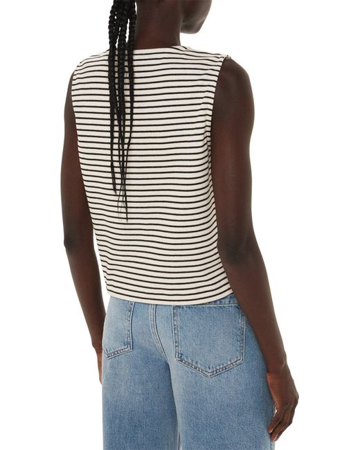Whistles White Women's Button Up Stripe Rib Tank
