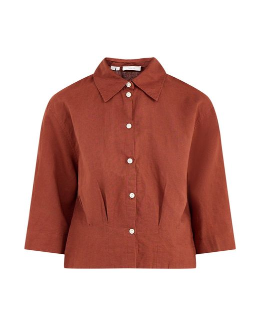 SELECTED Red Cleo Cropped Shirt