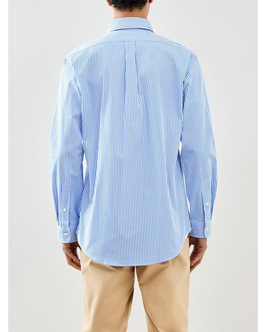 Polo Ralph Lauren Blue Custom Fit Poplin Stretch Stripe Shirt for men