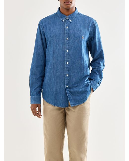Polo Ralph Lauren Blue Button Down Denim Shirt for men