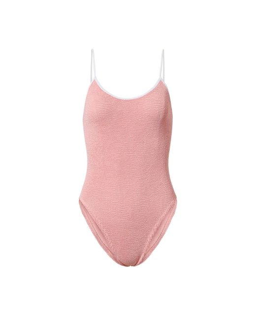 Hunza G Pink Women's Pamela Swim Contrast Peach Swimsuit