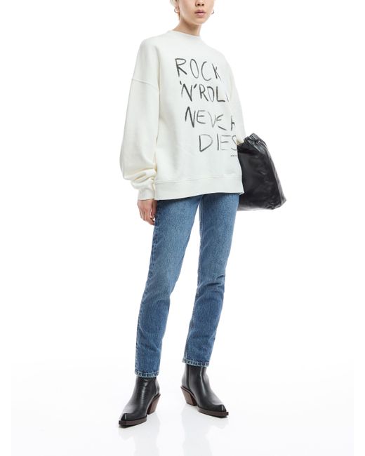 Anine Bing White Women's Miles Sweatshirt Rock N Roll