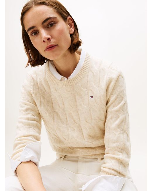Tommy Hilfiger White Cable Knit Soft Jumper Cream
