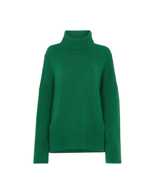 Whistles Green Women's Wool Mix Roll Neck Knit