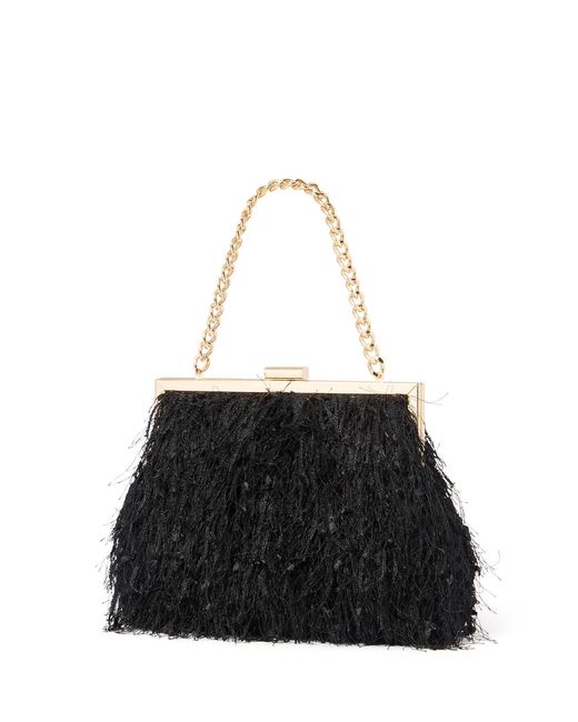 Forever New Black Signature Francis Fluffy Frame Clutch Bag