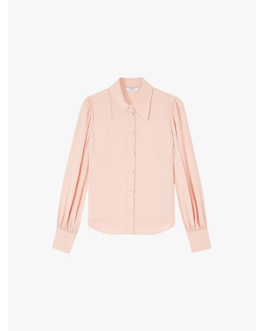 L.K.Bennett Pink Women's Sonya Crepe Pearl Button Blouse