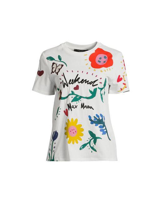Weekend by Maxmara White Women's Printed Jersey T-shirt
