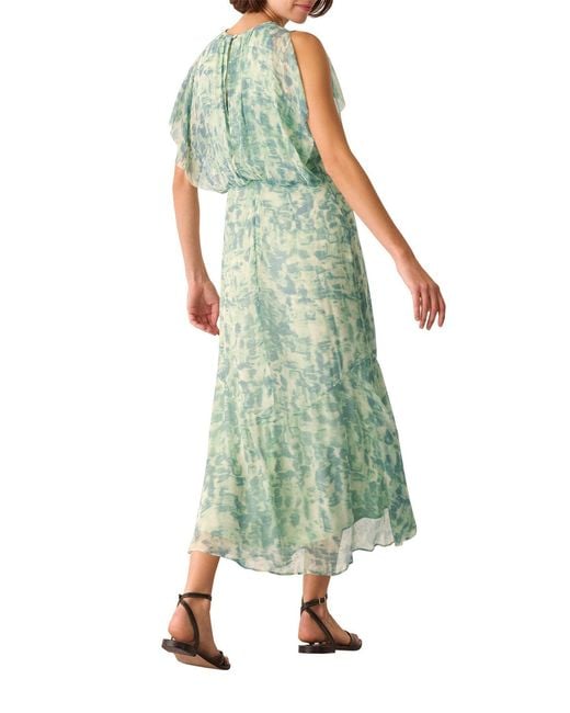 Whistles Green Dashed Brush Marks Midi Dress