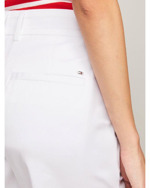 Tommy Hilfiger White Cotton Blend Slim Fit Straight Leg Chinos