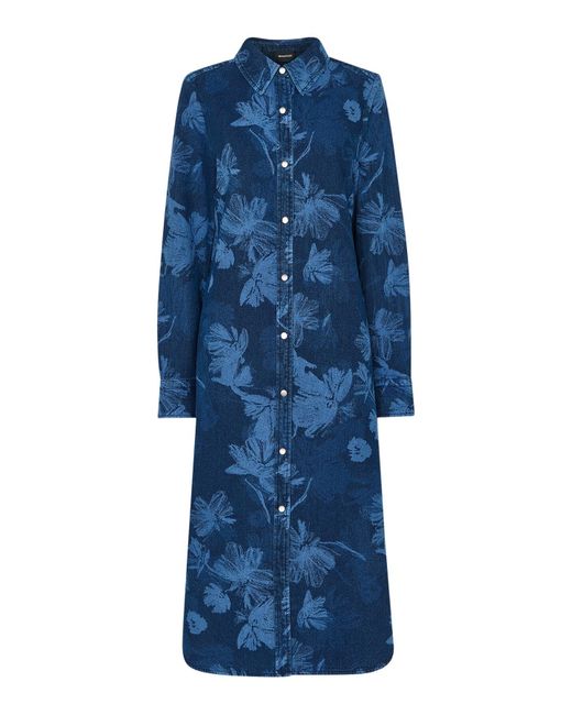 Whistles Blue Chalk Print Shirt Dress