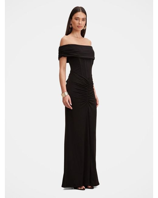 Forever New Black Ania Ruched Bardot Maxi Dress