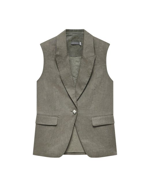 Mint Velvet Gray Linen Longline Waistcoat