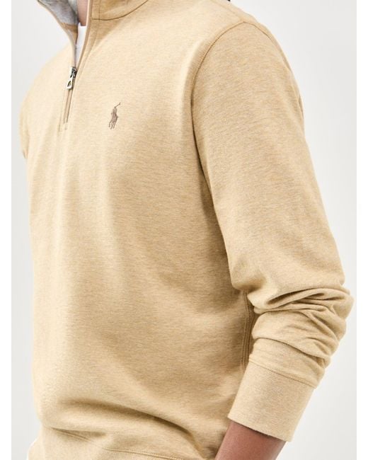 Polo Ralph Lauren Natural Double Knit Quarter Zip Sweatshirt for men