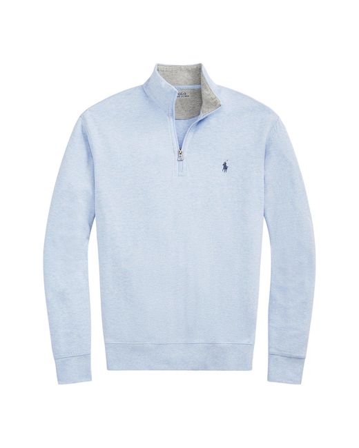Polo Ralph Lauren Blue Double Knit Quarter Zip Sweatshirt for men