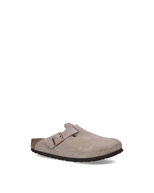 Birkenstock Gray Boston Buckle Suede Clogs Taupe for men
