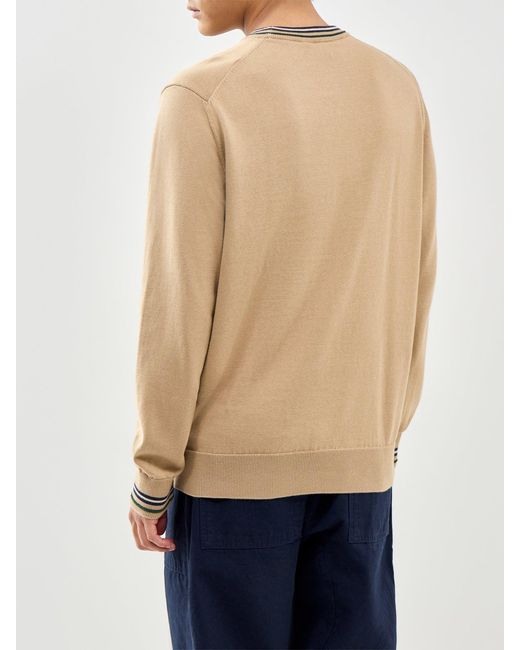 Lacoste Natural Tipped Crew Neck Knit Sweatshirt for men