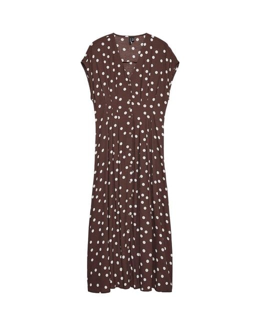 Vero Moda Brown Elisa Pleated Midi Dress